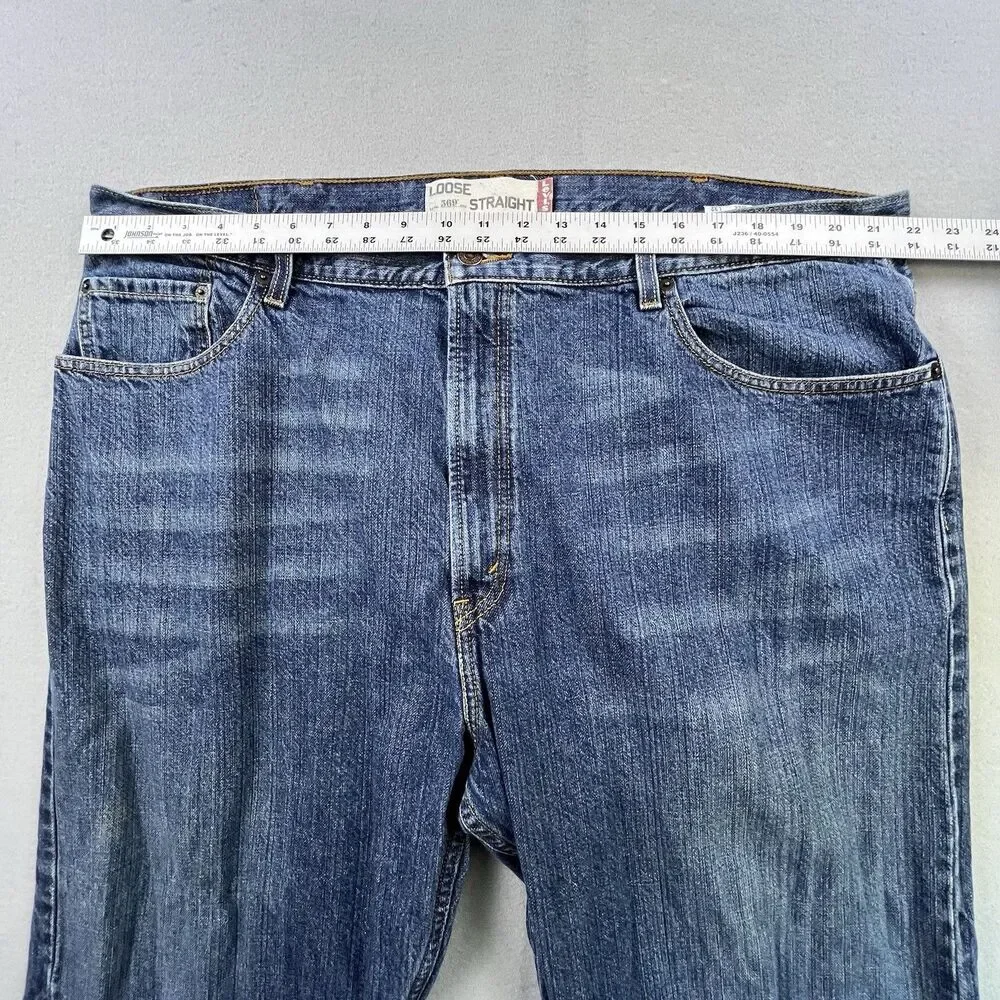 Levis 569 Jeans Mens 44x32 Blue Denim Loose Straight Medium Wash